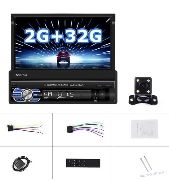 1DIN USB SD GPS navigace Android 10 2GB/32GB