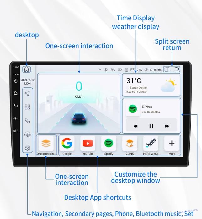 2DIN  Navigace Android 14 4GB/32G Android Auto + Carplay 