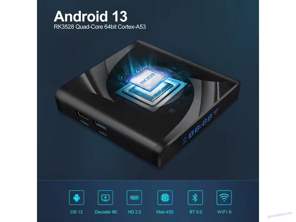 Multimediální přehrávač s OS Android, HDMI / AV výstup, 2x USB + micro SD