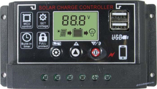 Solární regulátor PWM BL915C 12-24V/30A+USB pro různé baterie (G912B)