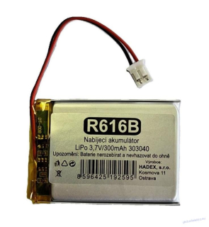 Akumulátor LiPo 3,7V/300mAh 303040 /Nabíjecí baterie Li-Pol/ (R616B)