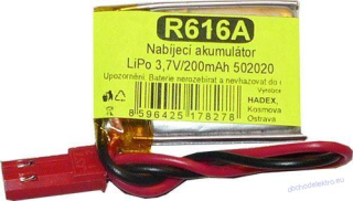 Akumulátor LiPo 3,7V/200mAh 502020 /Nabíjecí baterie Li-Pol/