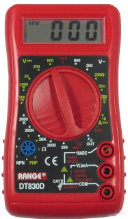 Multimetr DT830D RANGE červený
