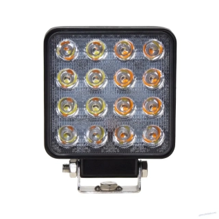 LED světlo čtvercové bílé/oranžové, 16x3W, 110x110mm, ECE R10
