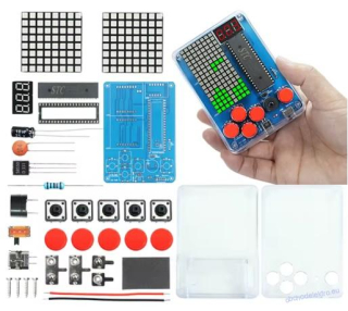 Tetris hra stavebnice zelený matrix displej čirý kryt