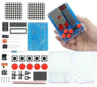 Tetris hra stavebnice řervený matrix displej čirý kryt