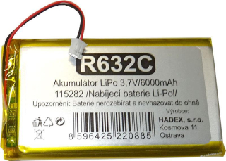 Akumulátor LiPo 3,7V/6000mAh 115282 /Nabíjecí baterie Li-Pol/ (R632C)