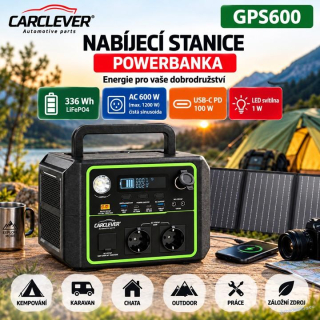 Nabíjecí stanice CARCLEVER - powerbanka, 336 Wh, AC-600W