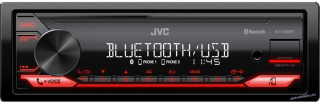 JVC autorádio bez mechaniky/Bluetooth/USB/AUX/červená barva podsvícení,odním.panel