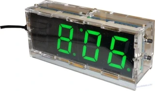 Digitální hodiny LED 082V4 - zelené, STAVEBNICEa reproduktorem STAVEBNICE