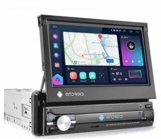 1DIN Android 15 GPS autorádio s výsuvným 7" LCD 64GB